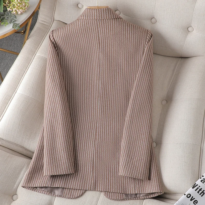 Korean Fashion Spring Notched Blazer Women Classic All Match Long Sleeve Blazers Office Lady Single Breasted Jackets New