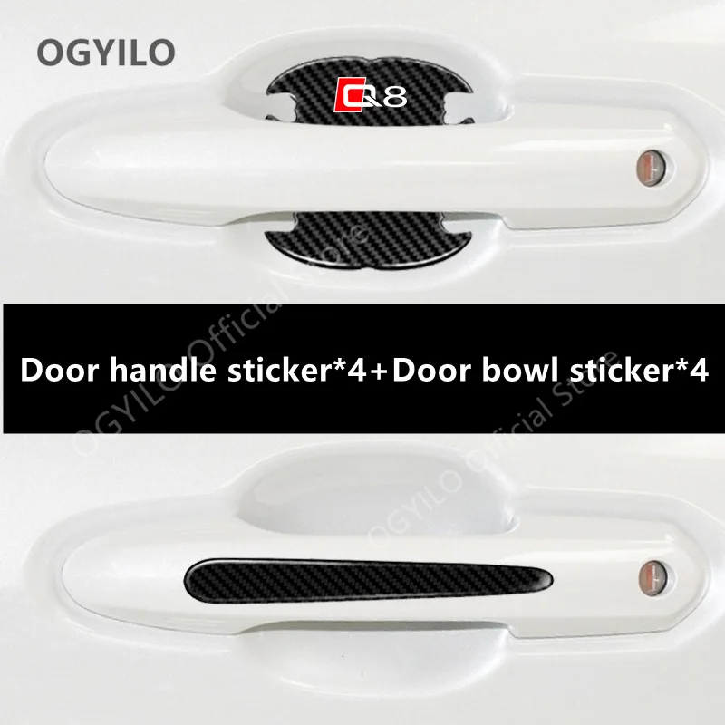 Для Audi Q8 углеродное волокно авто дверная чаша наклейка внешняя