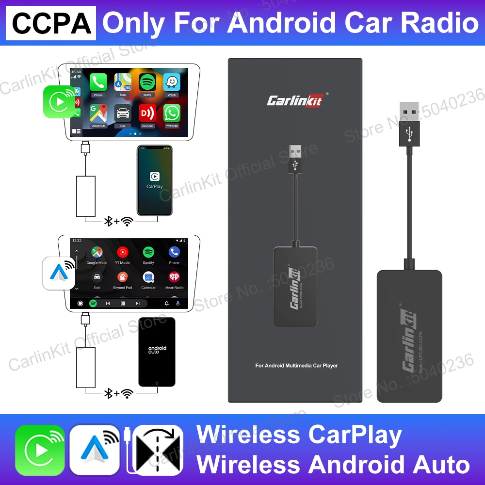 

CarlinKit CCPA Wireless CarPlay для Android Автомобильный радиоприемник Беспроводной Android Auto Беспроводное автоматическое...