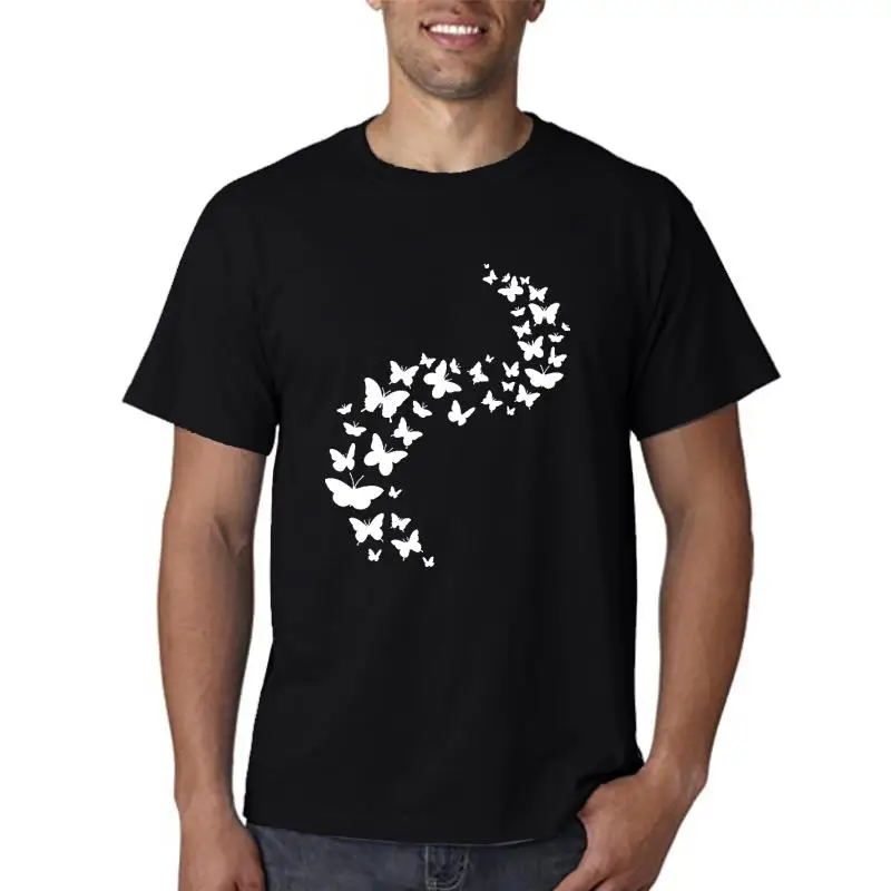 

Женский белый и цветной топ с бабочками, Новая женская черная футболка, Женская Повседневная футболка с круглым вырезом