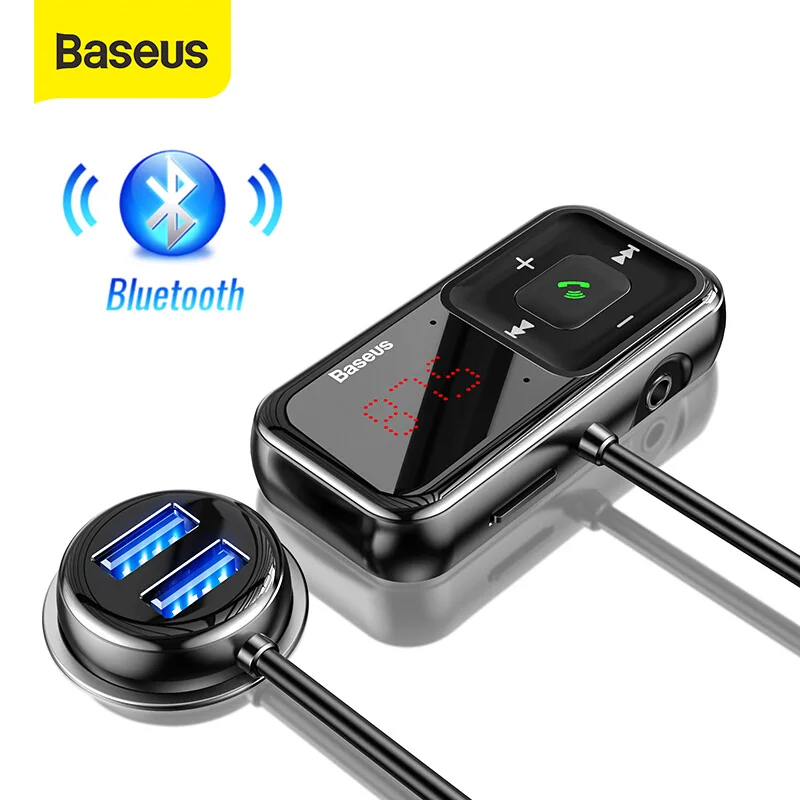 

Автомобильный FM-модулятор Baseus, Bluetooth-адаптер, FM-передатчик, 3,1 А, автомобильное зарядное устройство USB, Bluetooth 5,0, Aux, беспроводной аудио, mp3-плеер