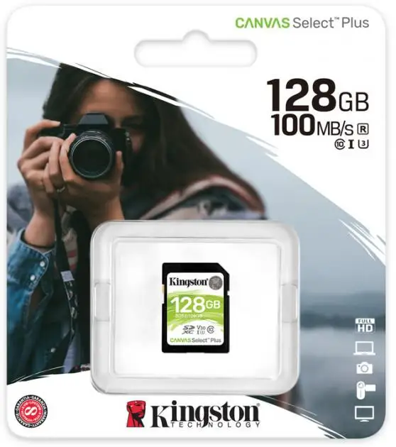 Карта памяти SDXC Kingston Canvas Select Plus 128 Гб UHS-I Class U3 V30 |