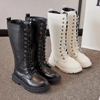 size 27 37 winter girls long boots zip rubber soft button medium over kenn high tube leather single princess fashion shoes