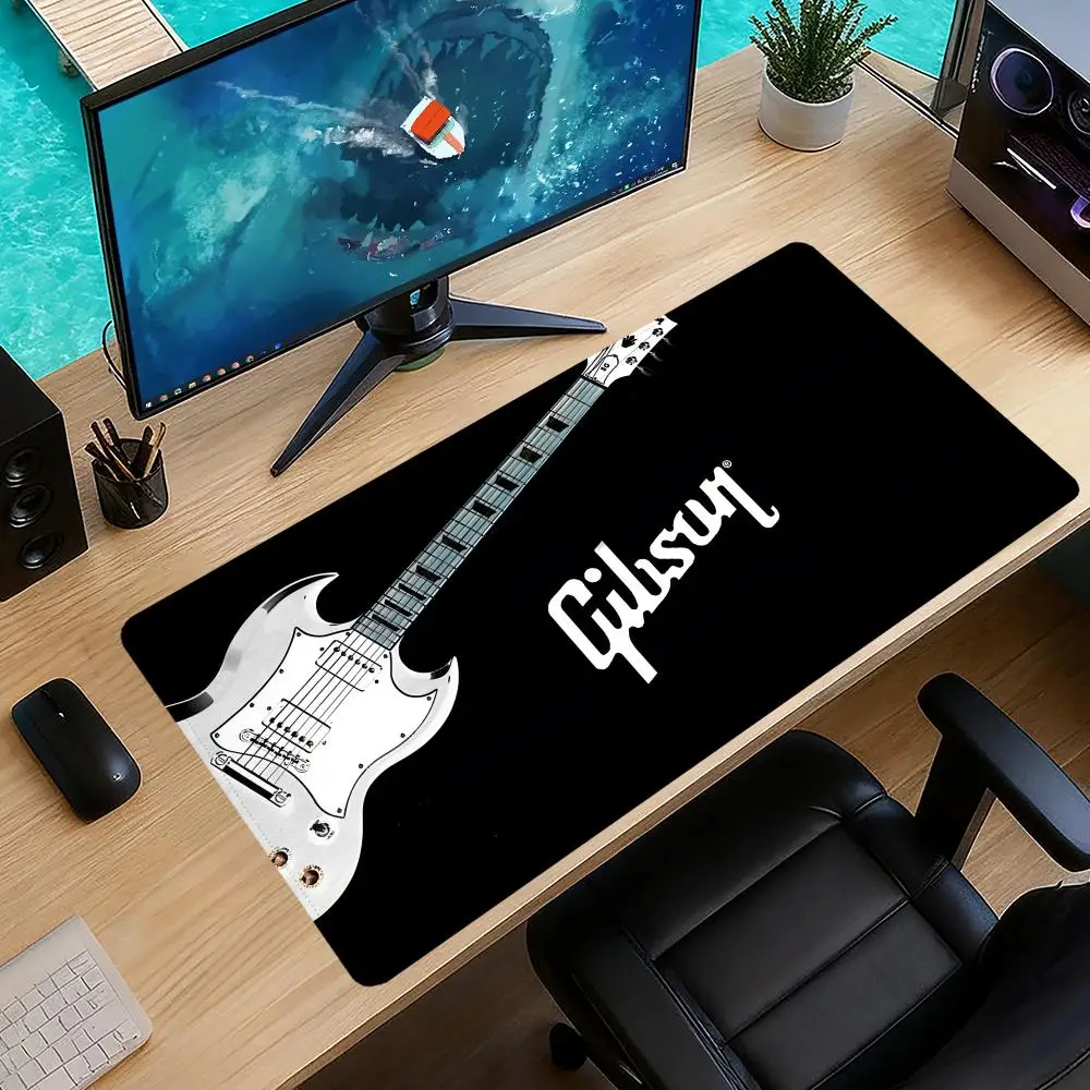 Фото Коврик для мыши Gibson: игровой, офисный, большой, для клавиатуры, с оверлоком, нескользящий, для стола, DIY №1