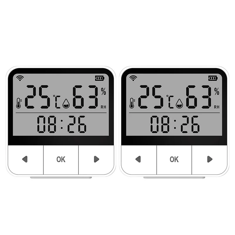 

Умный Wi-Fi датчик температуры и влажности Tuya, комнатный гигрометр-термометр для Alexa Google, 2 шт.