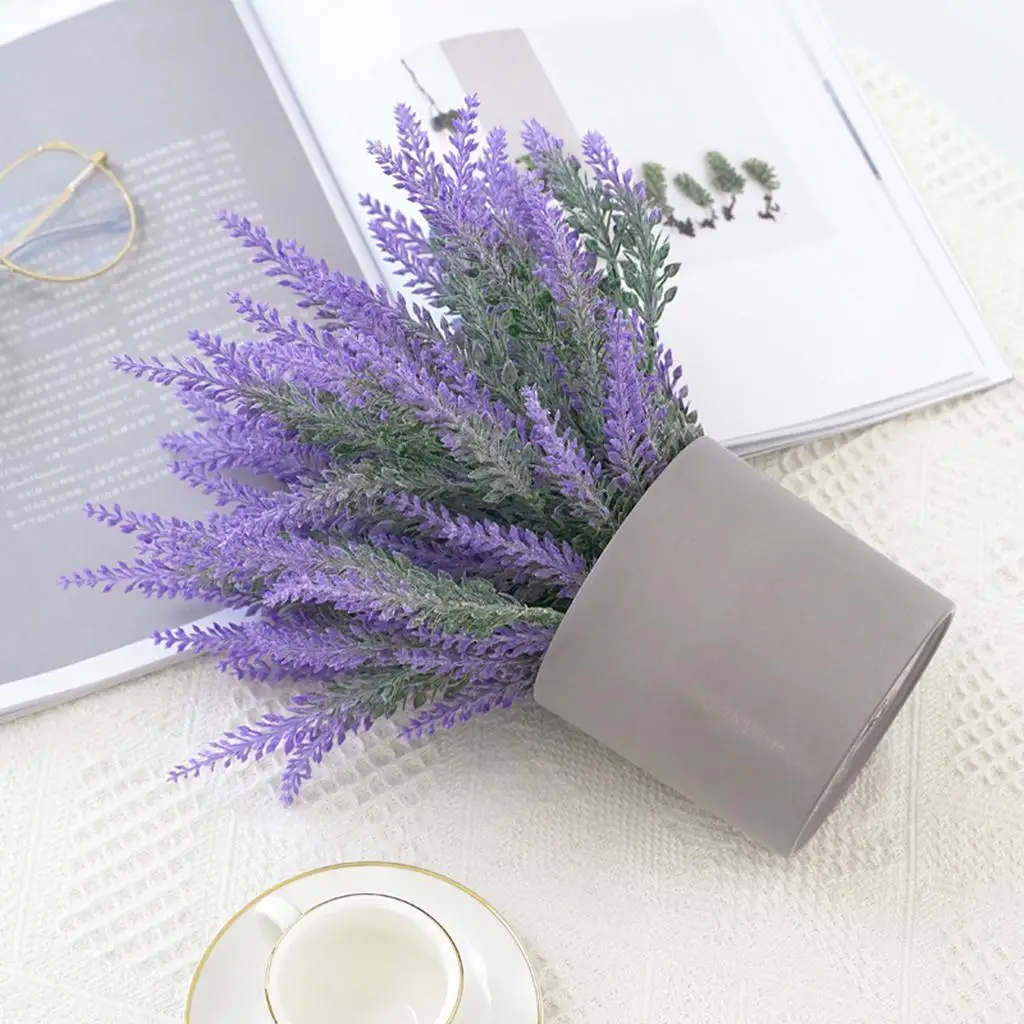 

Faux Lavender Flower Potted, Artificial Plant in Pot Fake Plants Bonsai for Office, Home, Kitchen, Table Indoor Decor