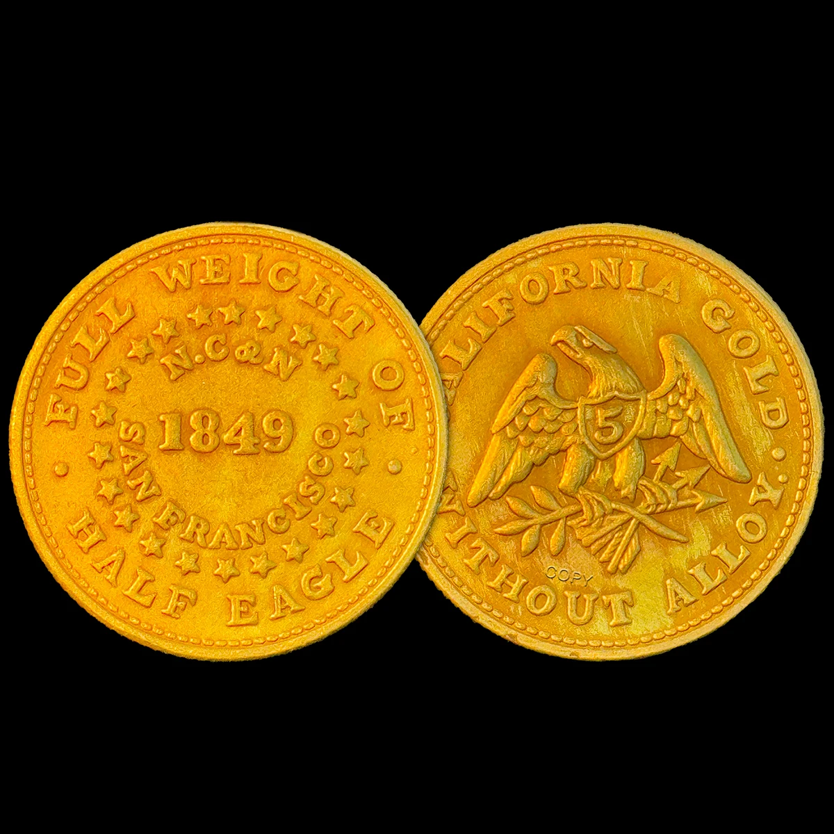 

Копия золотой монеты США 1849 California Half Eagle 5 долларов