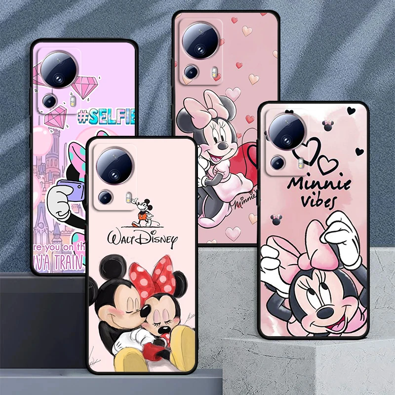 

Disney Pink Minnie Mickey For Xiaomi Mi 13 12 11 10 11T 10T 9T 9 8 Note 10 Ultra Pro Lite TPU Soft Silicone Black Phone Case