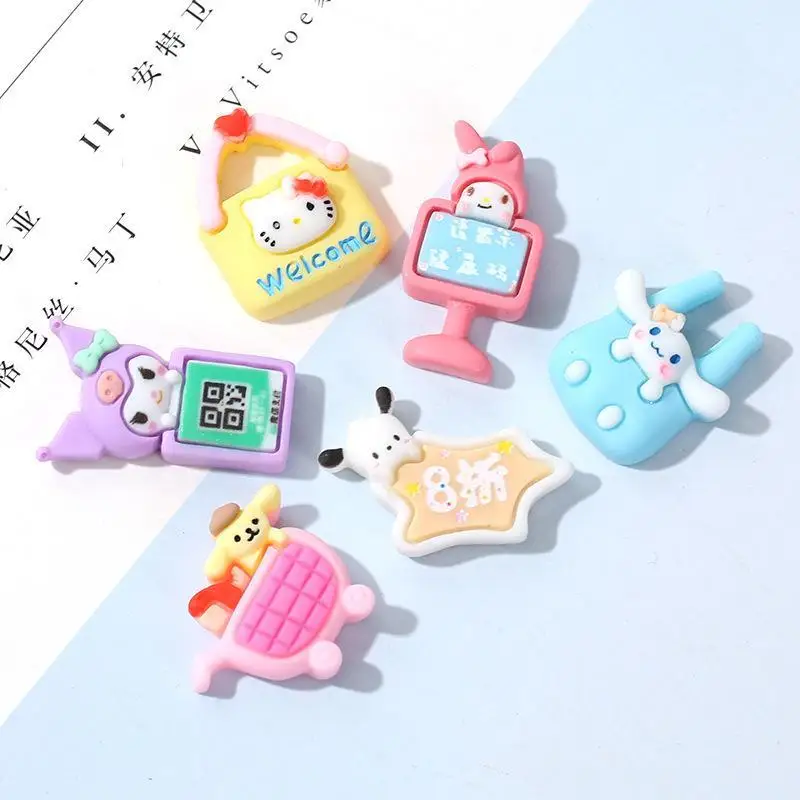 

10Pcs Kawaii Sanrio Hello Kitty Kuromi Mymelody Cinnamoroll Pochacco Pom Pom Purin Diy Accessories Hairpin Accessories Decorate