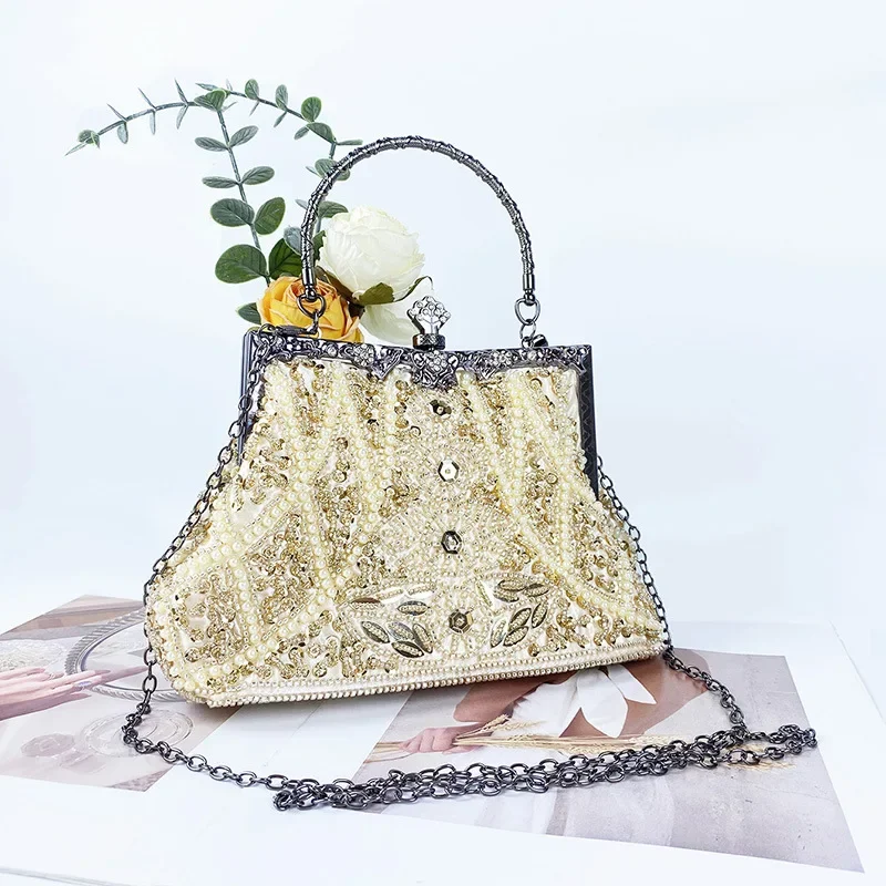 Роскошные вечерние сумочки с жемчугом и бусинами модные банкетные клатчи на