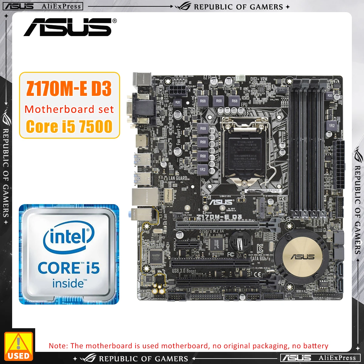 

Комплект материнской платы ASUS Z170M-E D3 + I5 1151, процессор Intel Z170, комплект материнской платы DDR3 32 Гб PCI-E 7500 M.2 USB 3,0 Micro ATX