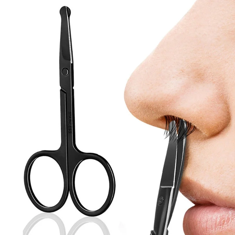 

Nose Ear Hair Removal Stainless Steel Facial Small Scissors for Men Women Curved and Rounded Safe Clippers for Nose Hair Cutting