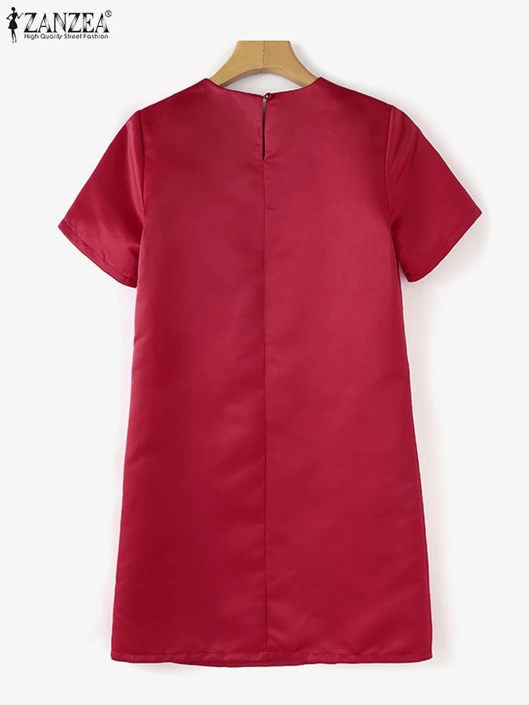 ZANZEA 2024 летний однотонный сарафан длиной до колена женский элегантный