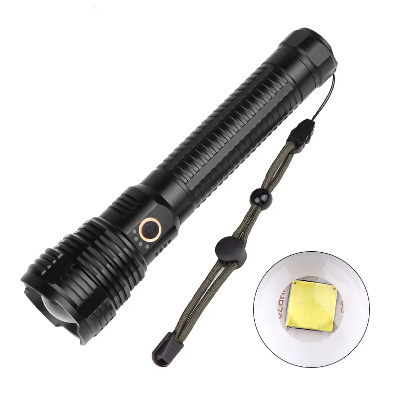 XHP70 Waterproof Camping Flashlight Zoom Type-C Charging Capacity Display Outdoor Searching Strong Light Flash Lamp Torch Light