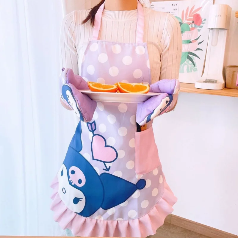 

Фартук Sanrio из аниме мультяшный фартук cute, фартук Kulomi, водонепроницаемый и маслостойкий, оптом
