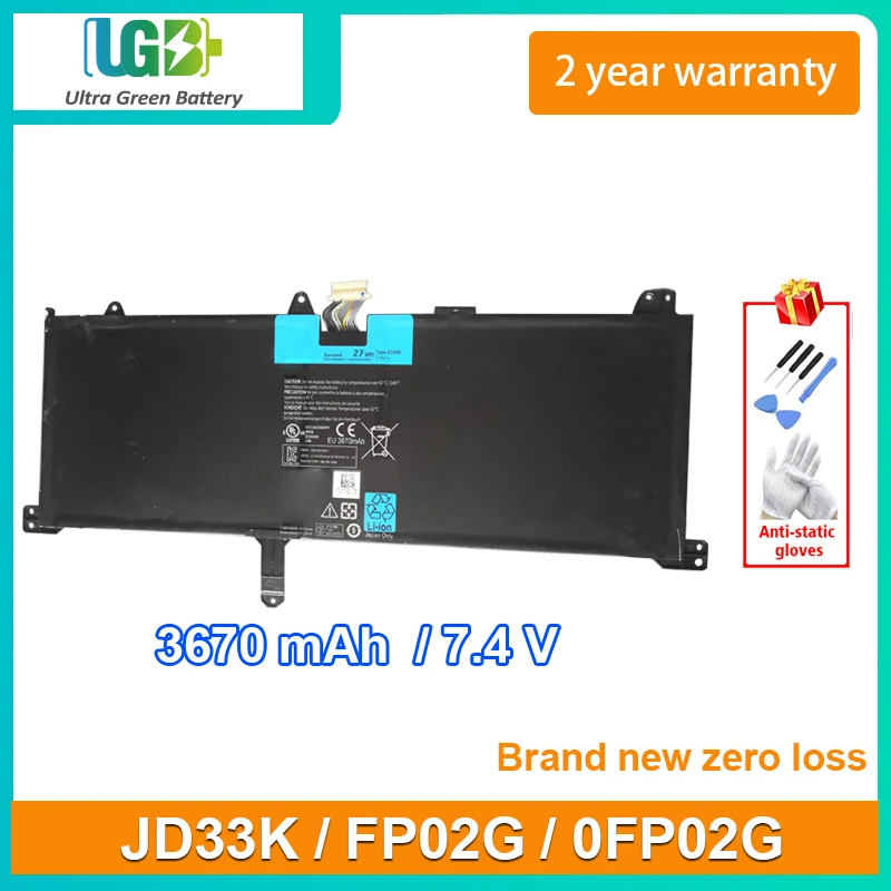 

UGB New JD33K Battery For Dell XPS 10 FP02G 0FP02G 21TTR 7.4V 27WH