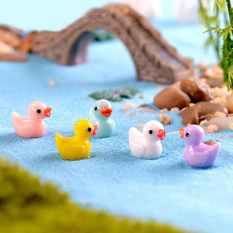 

100Pcs Resin Mini Duck Miniature Figurines Ornaments Yellow Duck Animal Fairy Garden Micro Landscape Plants Crafts Decor