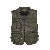 spring summer mens vest with multi pocket large size mesh vest men clothing