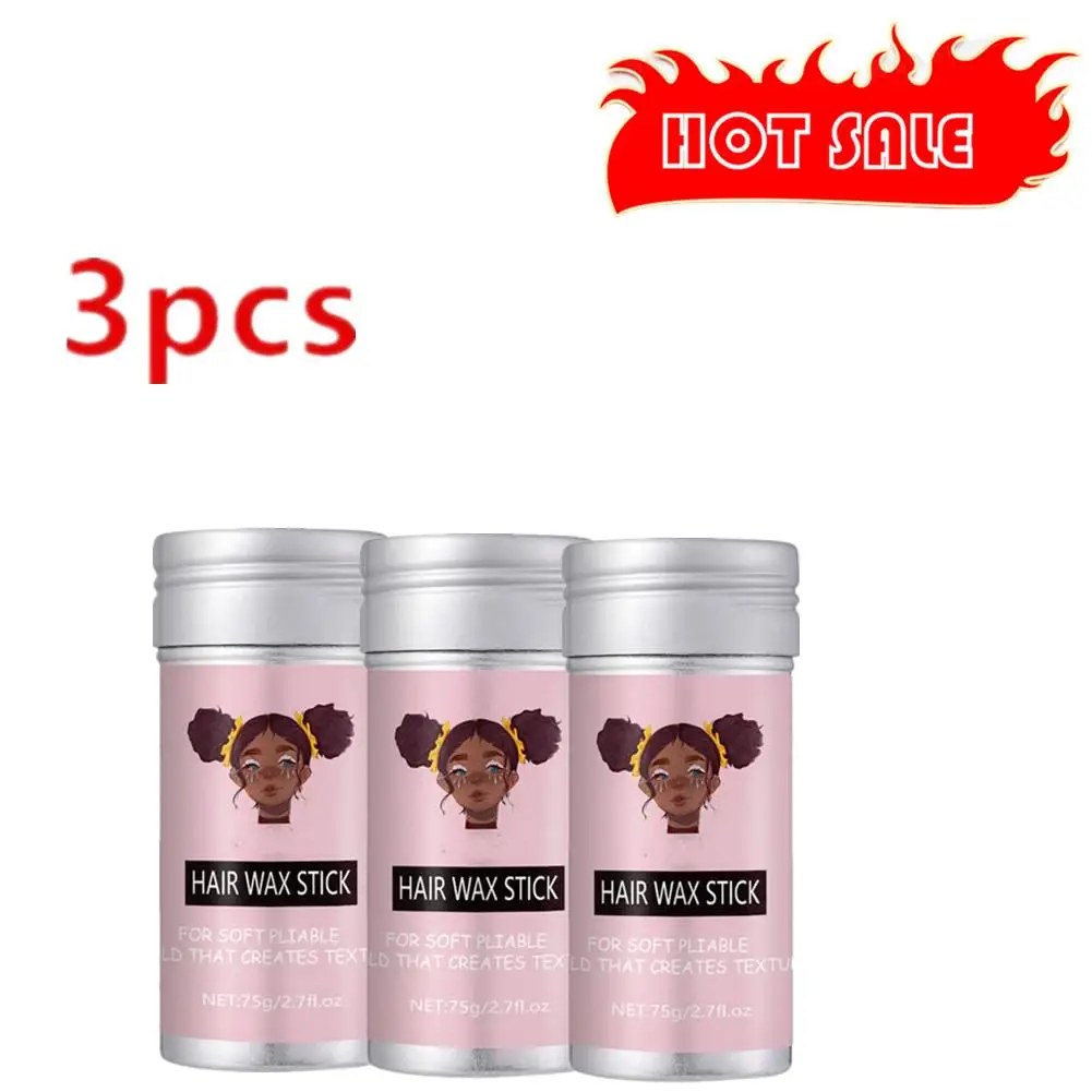 

3PCS 75g Wax Stick Slick Back Broken Hair for Black Women Styling Control Gel Sleek Frizz Fixed Hair Wig Finishing Pomade
