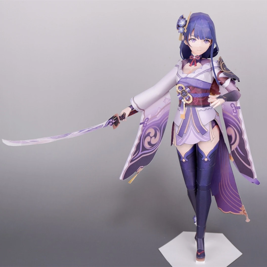 

3D бумажная модель с рисунком аниме Genshin, настольное украшение, милая подставка с рисунком путешественника Kamisato Ayaka