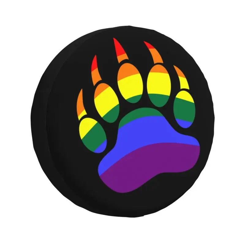 

LGBT Rainbow Bear Paw Spare Wheel Tire Cover for Mitsubishi Pajero Gay Lesbian Pride Jeep RV SUV 4WD 4x4 Vehicle Accessories