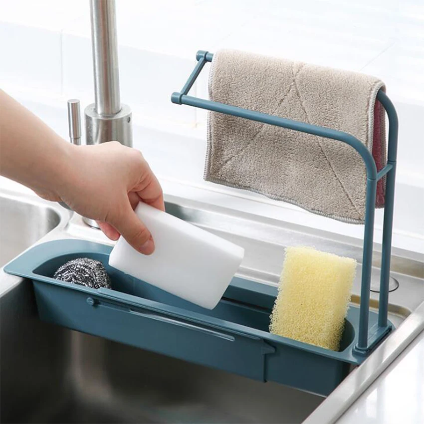 

Telescopic Sink Shelf Kitchen Sinks Organizer Soap Sponge Holder Sink Drain Rack Storage Basket Kitchen Gadgets Accessories