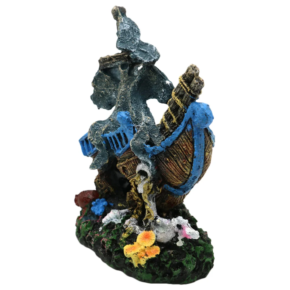 

Украшение для аквариума, украшение для разбитого корабля, имитация корабля, эвакуация, полимерная лодка для использования в магазине, аквар...