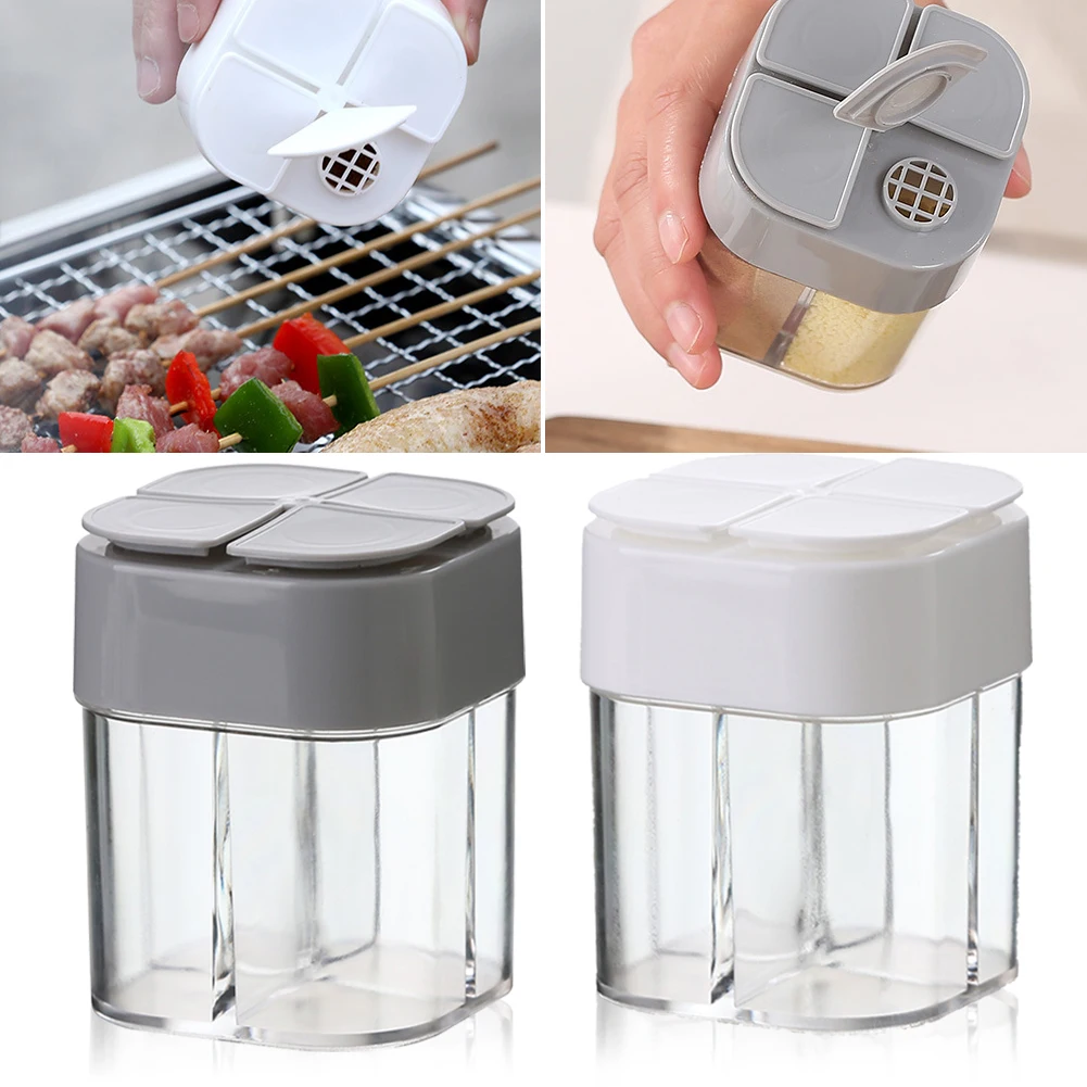 

4 In 1 BBQ Seasoning Jar Spice Organizer Bottle Outdoor Camping Seasoning Container Separate Form Kitchen Cooking Gadget Sets