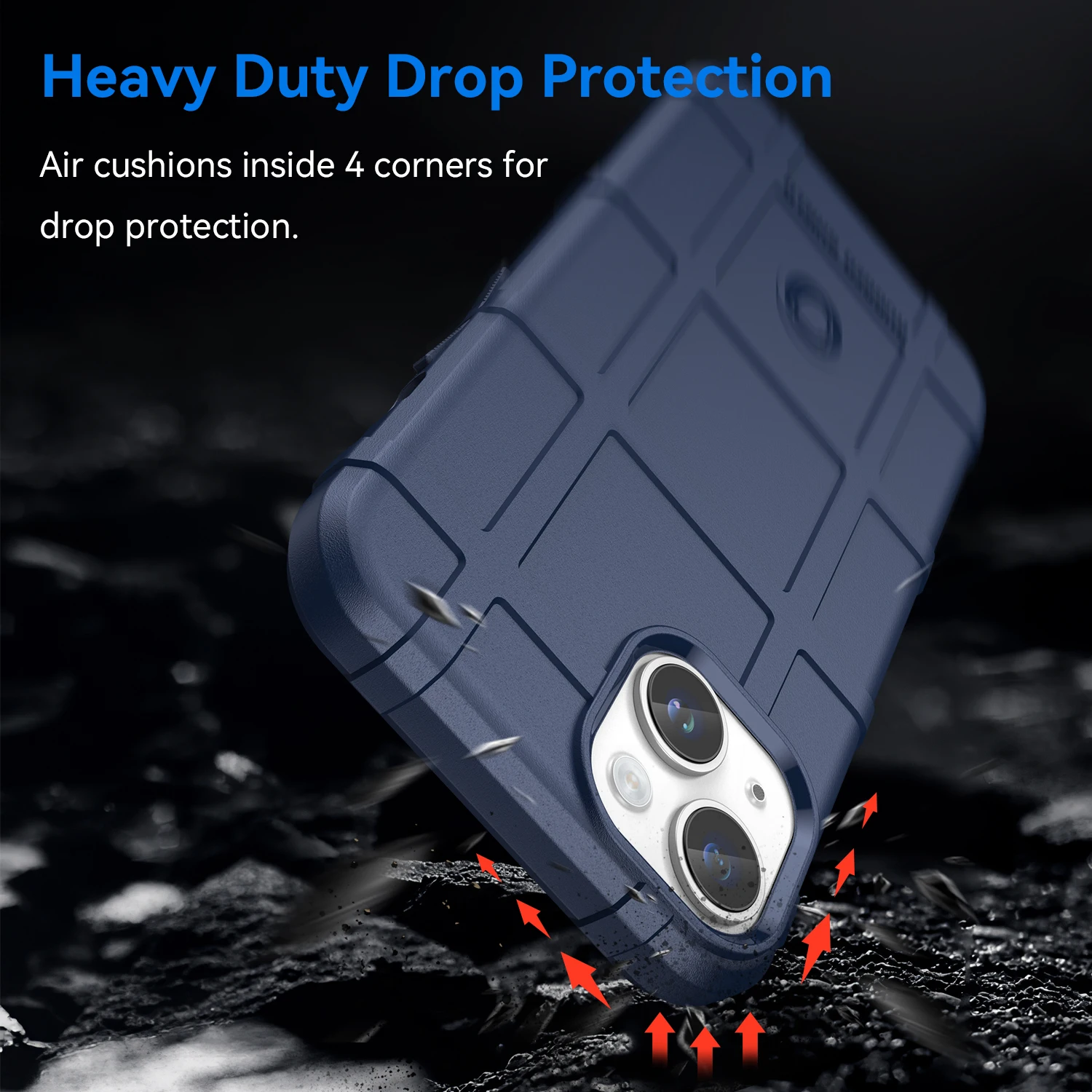 Blue Rugged Shield Shockproof Armor Case For iPhone 14 Protection Case Back Cover
