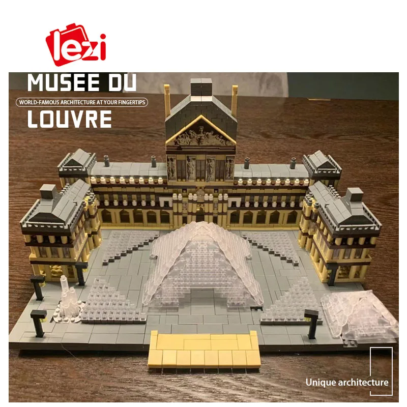 

Paris Louvre Museum 3D Model Building Blocks World Famous Architecture Museum Diamond Bricks Toys for Children Gifts 3377pcs