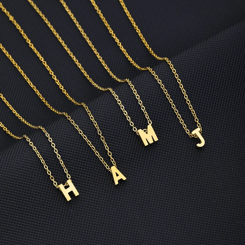 

Stainless Steel Women's A-Z 26 Letters Pendant Necklace For Women 2022 Gold Color Jewelry Chain Choker Necklace Collares Gifts