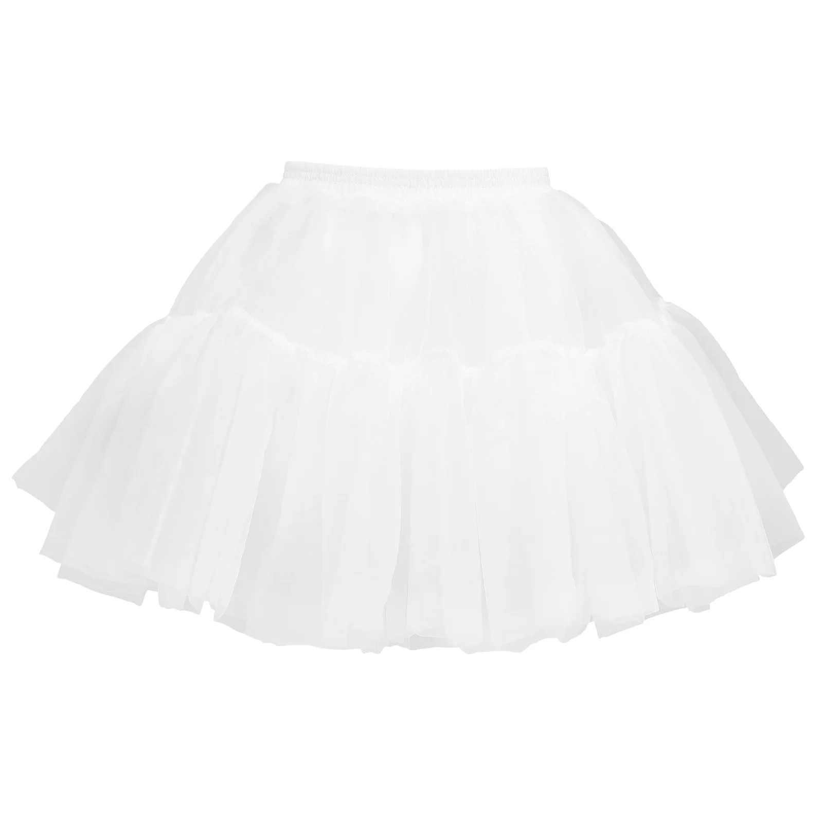 

White Women Hoopless Petticoat Underskirt Tutu Skirt Crinoline Cosplay Dress Showing Stage Costume