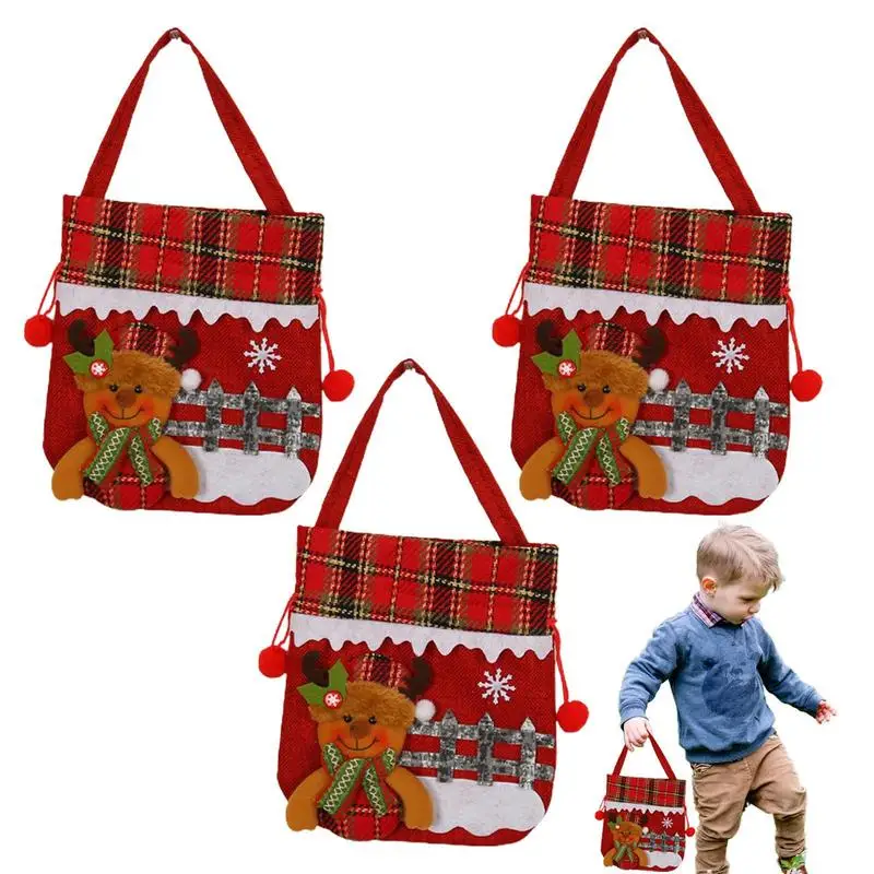 

Christmas Gift Bags 3pcs Christmas Cloth Lighted Gift Bags With Santa Claus Snowman Reindeer Christmas Shopping Bags For Goody