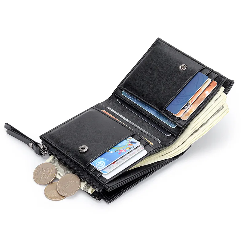 URBAN MASTER Sheepskin Pleated Wallet for Women Fashion Embroidered Genuine Leather Short Female Zipper Coin Purses Card Holder