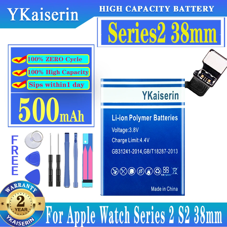 

YKaiserin Series1 Series2 38mm 42mm 500mAh Replacement Battery for Apple Watch iWatch Series 1 2 S1 S2 38mm Battery + Free Tools