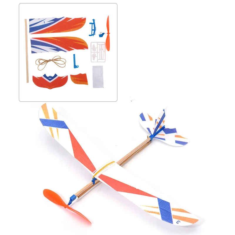 

Rubber Band Elastic Powered Aircraft Glider Flying Plane Airplane DIY Kids Toy