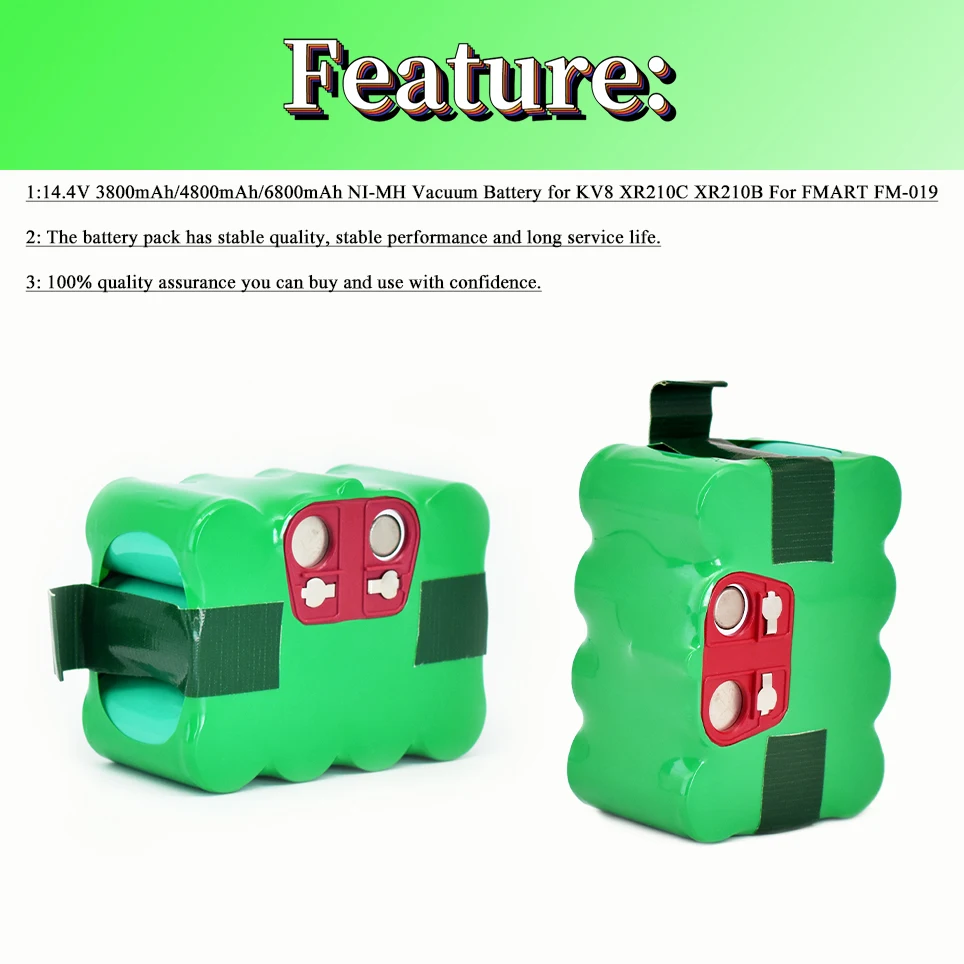 

14.4V SC Ni-MH rechargeable battery pack 6800mAh Vacuum Cleaner Sweeping Robot for KV8 XR210 XR510 XR210A XR210B XR510B XR510D