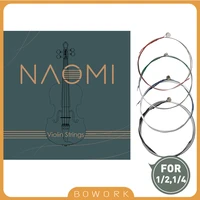 1 pack naomi stainless steel 12 14 violin strings set total 4 strings g d a e strad fiddle strings light gauge bright sound