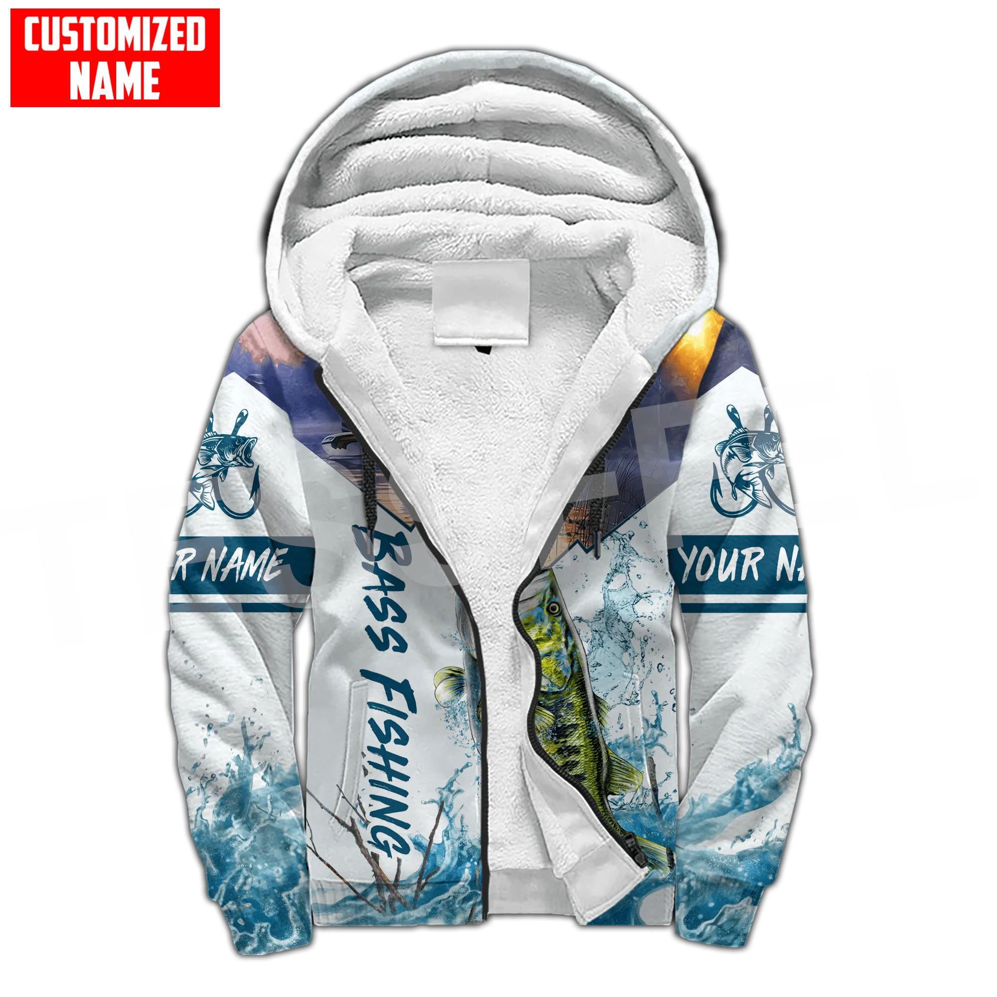Customize Spearfishing Animal Marlin Bass Fishing Thicker Winter Coat 3DPrint Men/Women Harajuku Funny Warm Fleece Hoodies D1