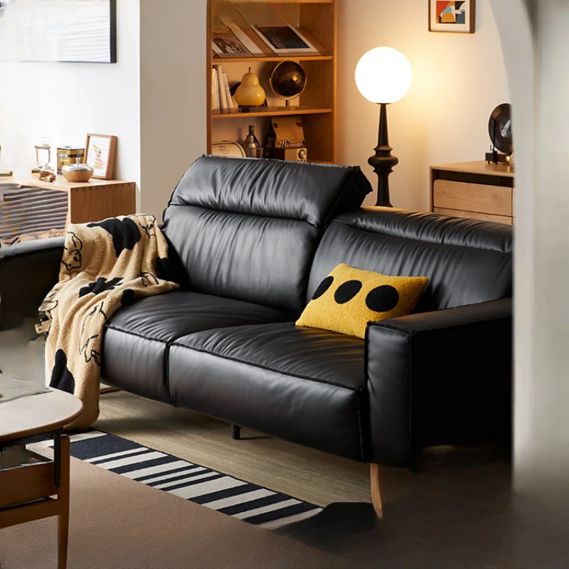 Диваны из натуральной кожи в стиле ретро черная верхняя часть воловьей с высокой