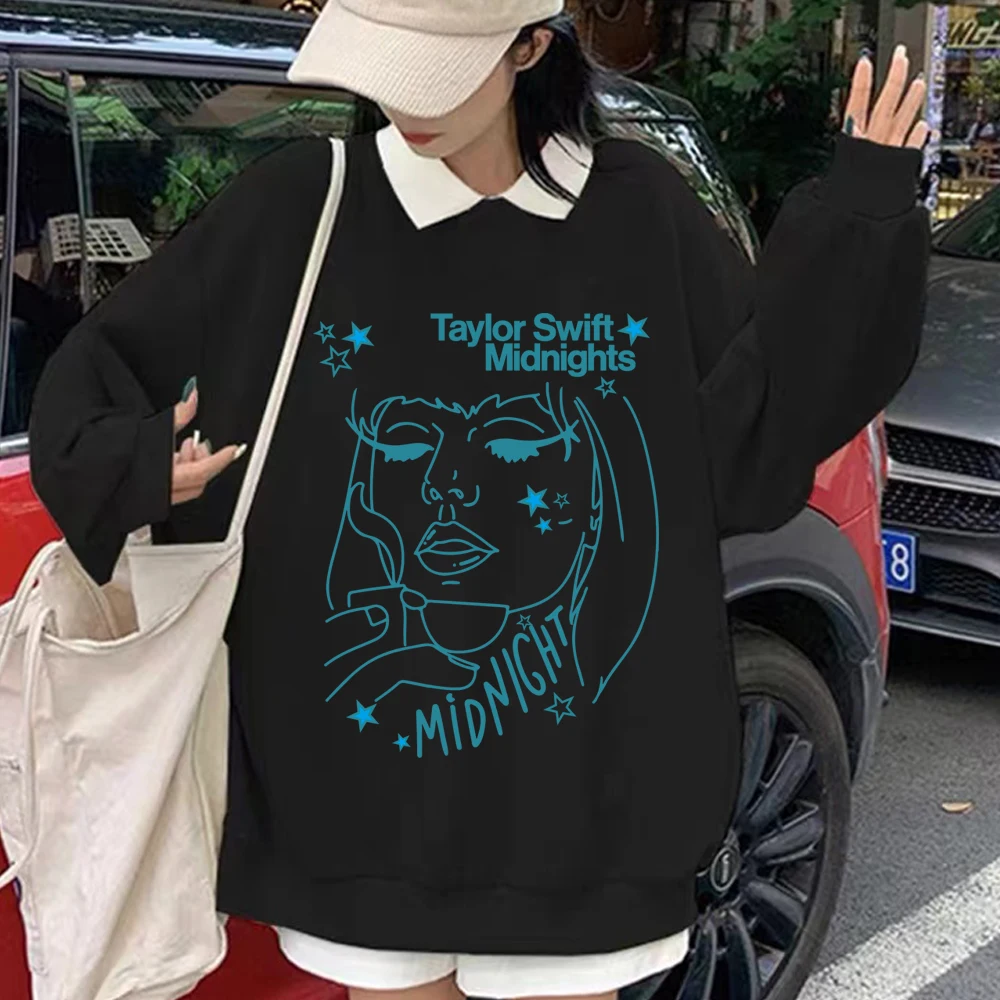 

Новинка, Лидер продаж, забавная Милая Крутая толстовка с капюшоном с надписью "Taylor Midnights", Модный свитшот с имитацией двух наклеек, Подарочны...
