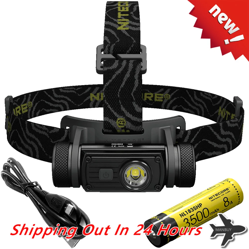 

Top Sales NITECORE Headlamp CREE XM-L2 U2 1000LM Waterproof Headlight HC60 HC60W with 18650 Battery Camping Travel Free Shipping