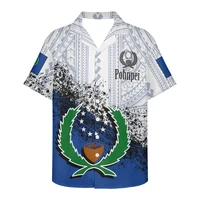 the new 2022 polynesia men clothing summer male pohnpei logo print sandy beach shirt anti wrinkle men short sleeve button shirt