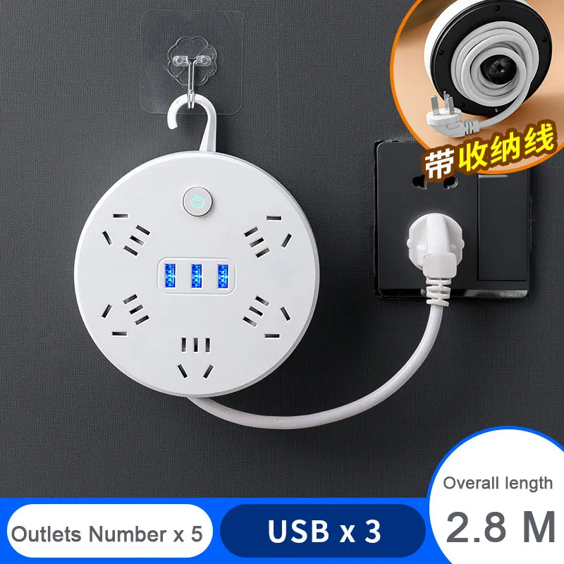 

New Retractable Cable Sockets 4 USB Charging Ports Power Plug US & AU Standard Plug Multi Adapter USB Socket