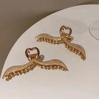 2022 hair clip for women simple metal crystal pearl hair claw elegant bath crab clip fashion girl headwear hair accessories