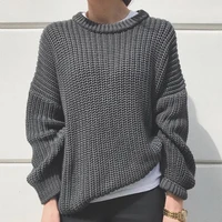 loose korean elegant knitted sweater female autumn winter warm solid casual long sleeve sweaters women o neck pullover jumpers