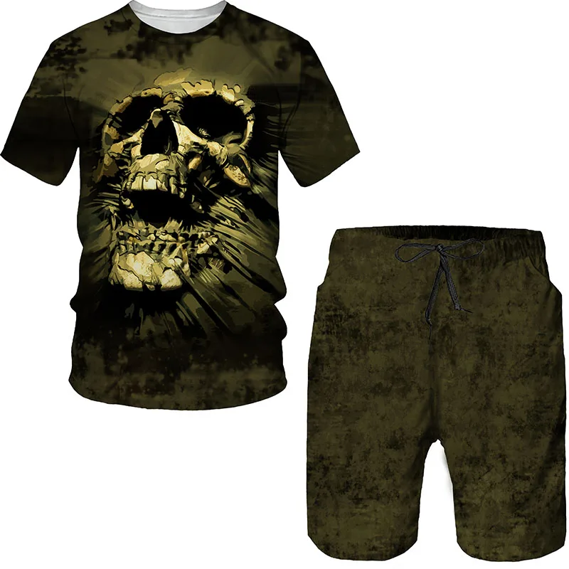 

Summer Clothes Fashion Hip Hop Tie Dyed Skull 3D Printed TShirt Sets for Men Tracksuit Elements Casual Short Sleeved 2 Piece Set