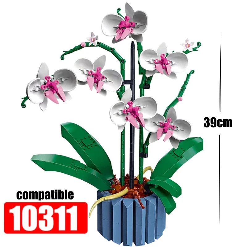 

MOC Orchid Succulents Flower Bouquet 10311 Building Blocks City Romantic Kit Friends DIY Assembly Bricks Toys for Girls Gifts
