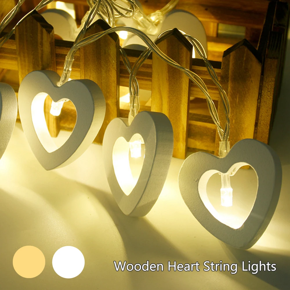 

New Wooden Heart String Lights Decoration Light
