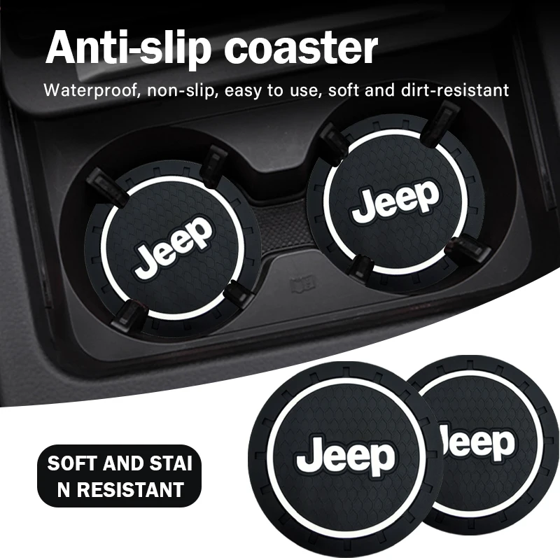 

Car Coaster Water Cup Non-Slip Silicone Mat Pad for Jeep Grand Cherokee Xj Wk2 Wj Wrangler Jl Compass Commander Car Accessories